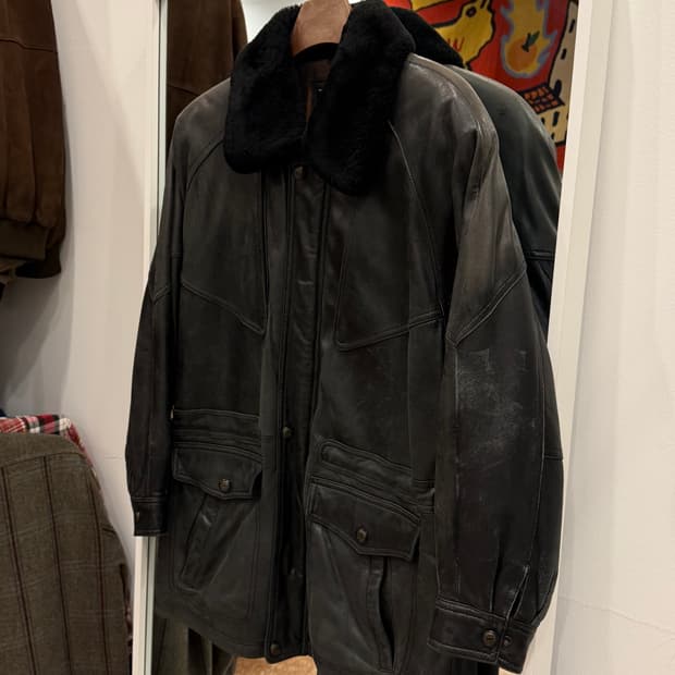 90s Vtg 빈티지 쉽스킨 무스탕 레더 자켓