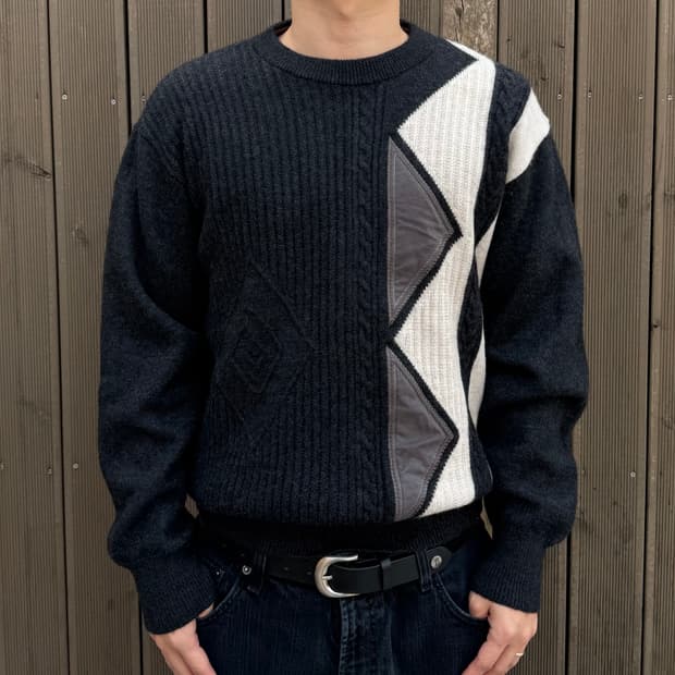 90s Vintage Wool Patchwork Knit Sweater