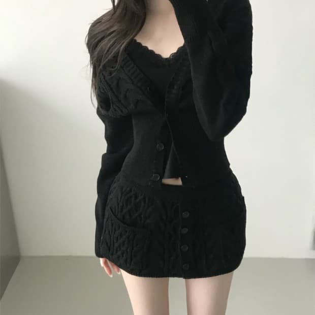 힐다x고희 디어 윈터 니트 셋업 새상품 블랙(실사첨부)