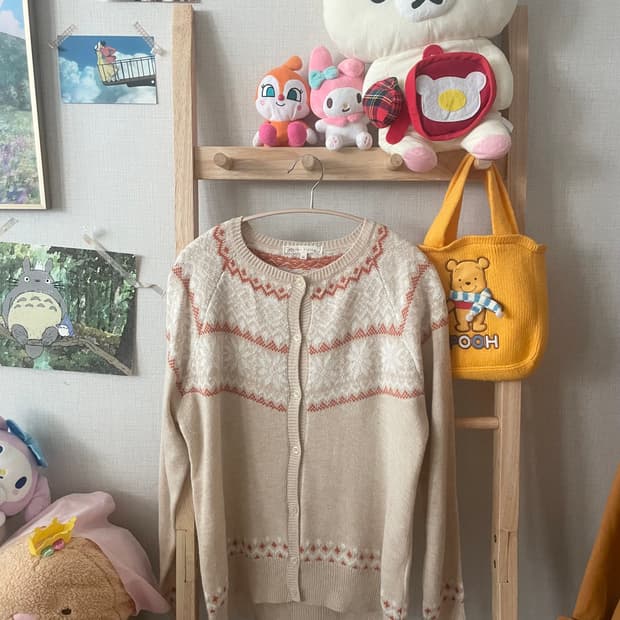 모리걸 빈티지 노르딕 가디건🤍🧡