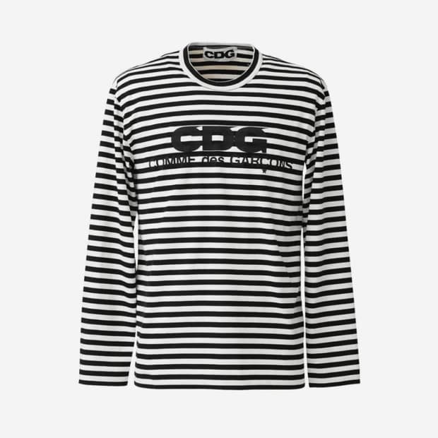 CDG 꼼데가르송 롱슬리브 티셔츠 블랙 스트라이프 블랙