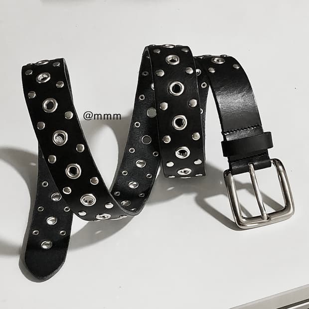 [Unisex] 리얼레더 펀칭 스터드 벨트