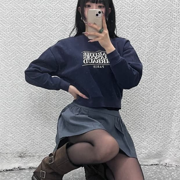 마리떼프랑소와저버 빈티지 빅로고 캐주얼 크롭 맨투맨 S C11697