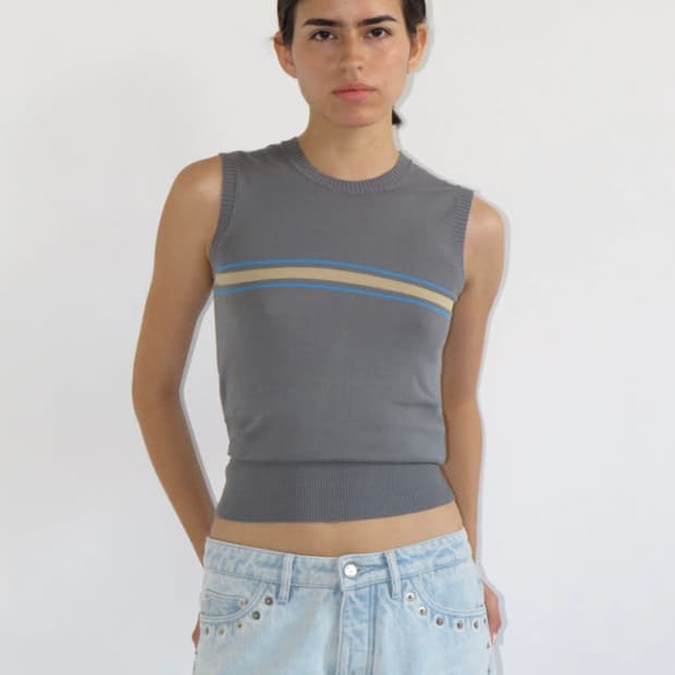 팔로마울 슬리브리스 니트 탑