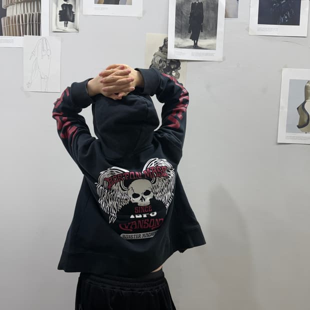 밴슨 스컬 엔젤 오버핏 후드집업
