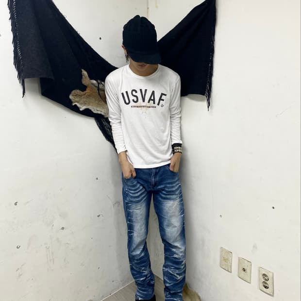 Y2K USVAF Print White Sleeve