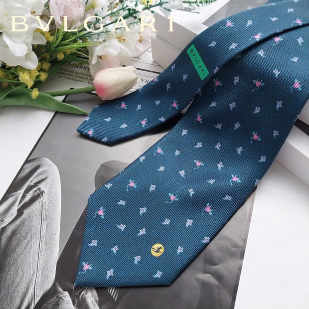불가리 실크 고스트 패턴 넥타이 9cm A+등급 K736
