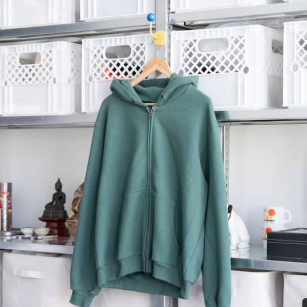 에브리원 후드 집업 1사이즈 멜란지 그린 everyworn