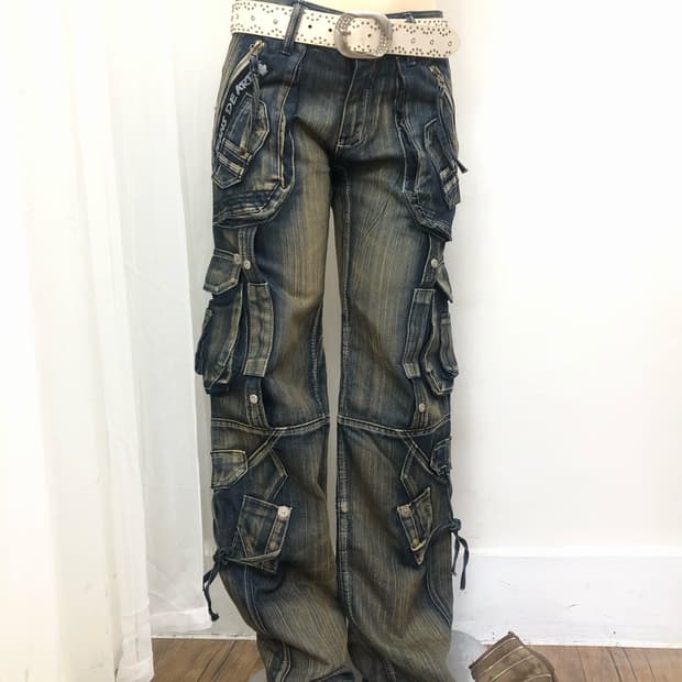 washed multi pocket cargo pants  총장 106 