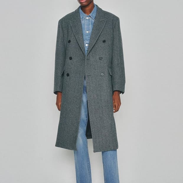 토니웩 헤링본 그레이 더블브레스트 코트 48m 사이즈
