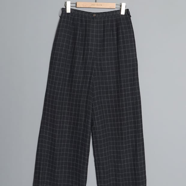 K of KRIZIA Check Linen Wide Slacks (27)