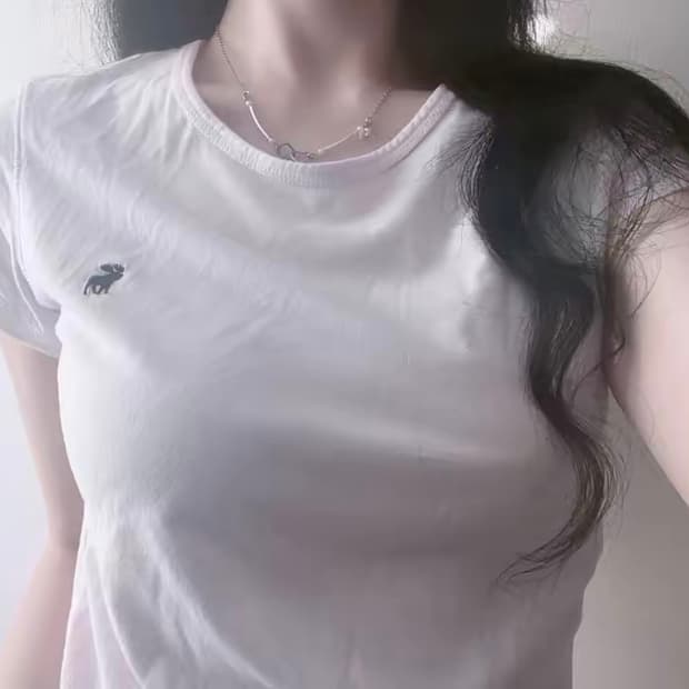 빈티지 아베크롬비 연보라 핀터깔 아일릿깔 세미딱붙 코튼 면 반팔 티셔츠