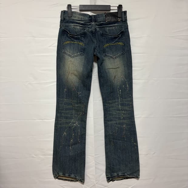 00s Midas Glitter Paint Flare Jeans