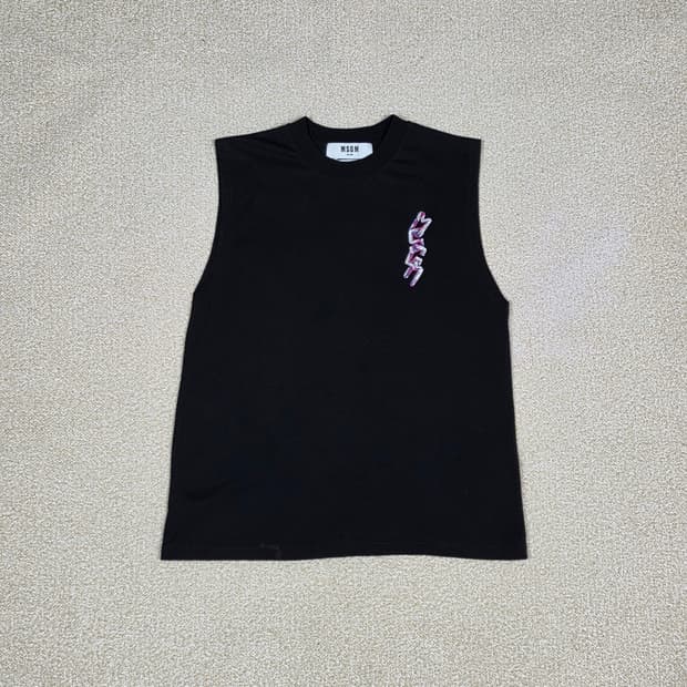 [MSGM] 3D 브러시드 로고 민소매 티셔츠 | S00028