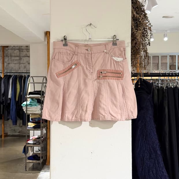 씨 바이 끌로에 핑크 데님 지퍼디테일 미니스커트