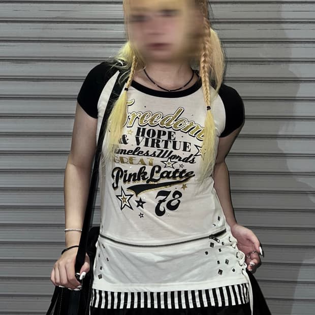 갸루 아일렛 후드 반팔 원피스