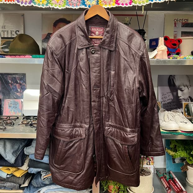 Vintage Brown Leather Half Coat