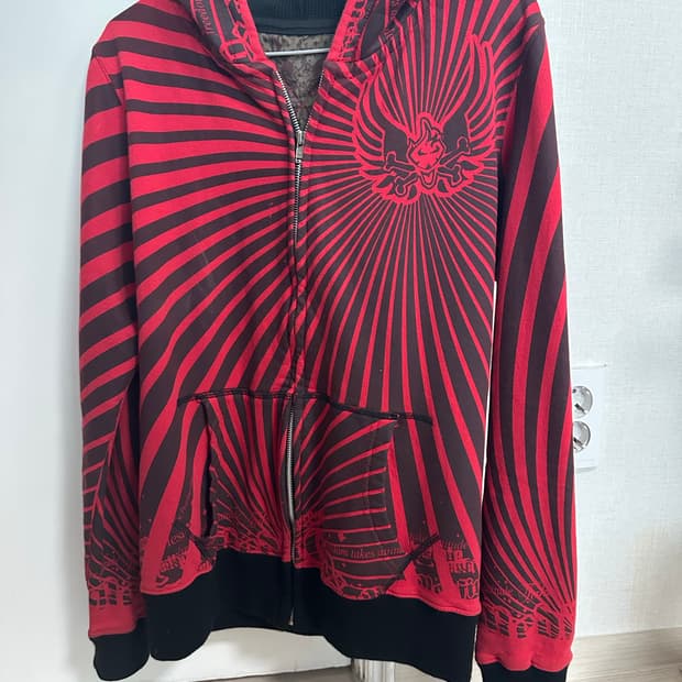 일본빈티지 펑크깔 프린팅 후드집업