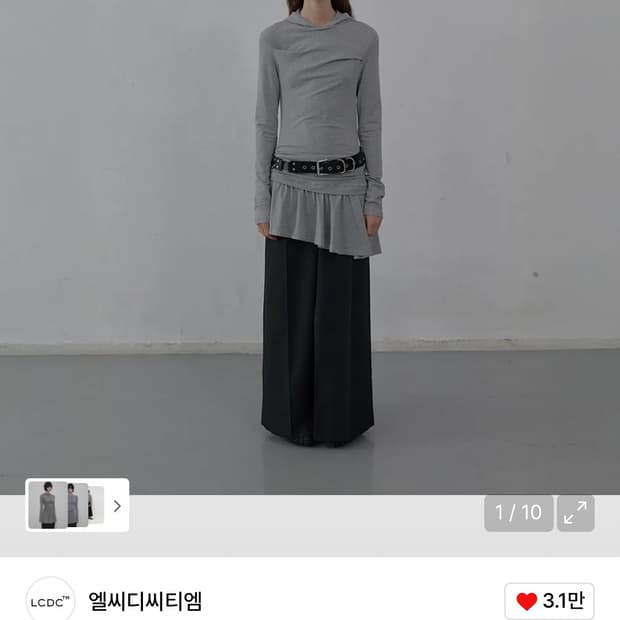 엘씨디씨티엠 후드 져지 원피스 멜란지 그레이 ss 