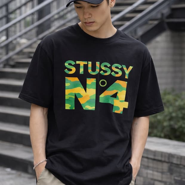 👕 Stussy N4 카모 그래픽 반팔 티셔츠 (Black)