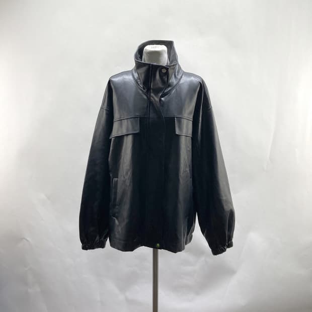 FRIFUL 여성 오버핏 레더자켓 블랙 XL 