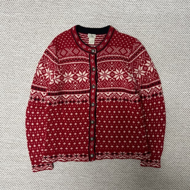 L. L. BEAN wool cardigan nordic sweater