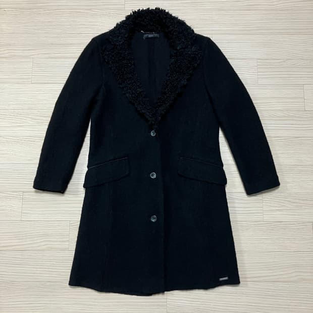 디젤 카라 부클 울 코트 블랙 Diesel