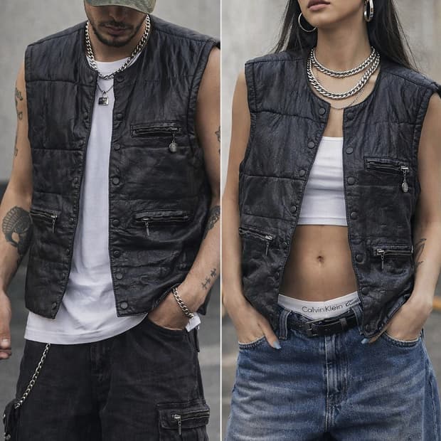 SINGULIER 가죽 조끼(라지)