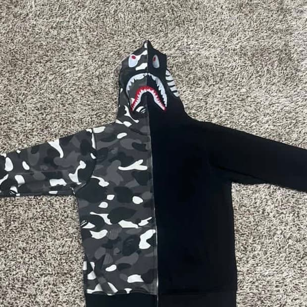 베이프 Bape 샤크 하프 후드집업 S