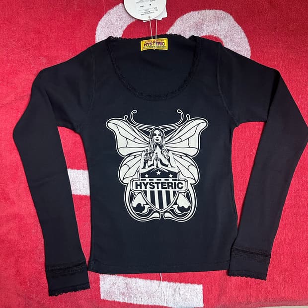 히스테릭 글래머 레비테이티드 걸 치비 티셔츠 블랙 새상품