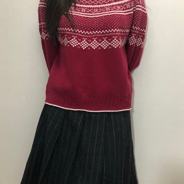 빈티지 레드 노르딕 니트