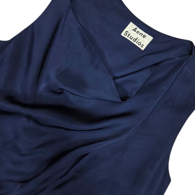 아크네 스튜디오 새틴 드레이프 플리츠 미디 원피스 36