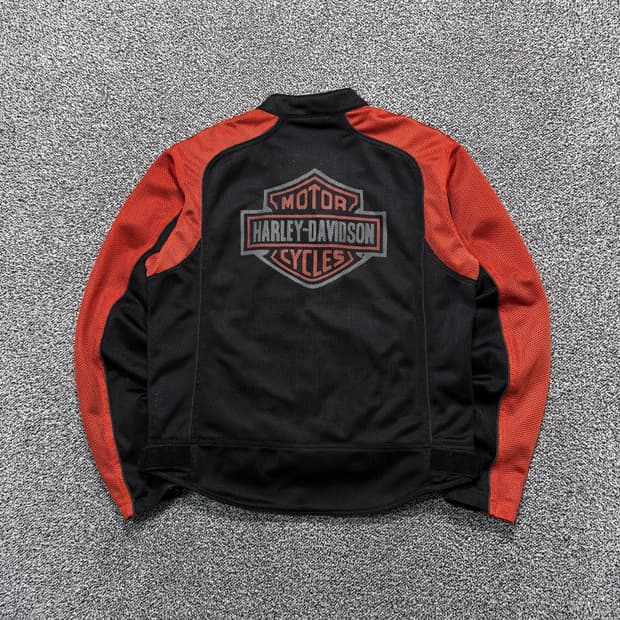 Name : 할리데이비슨 후면 빅로고 블랙 오렌지 매쉬 레이싱 자켓 :)
