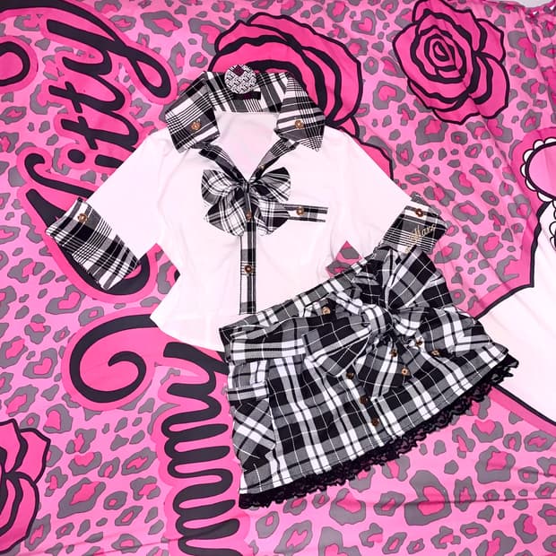 MA*RS 마즈 스쿨갸루 리본 체크 스커트 고갸루 오네 핀터 일본빈티지