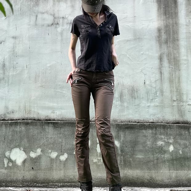 Lee Zip Detail Slim Coated Pants