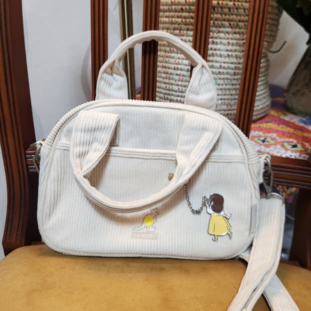 캉골 아이보리 코듀로이 토트백 + 스트랩 택가78000