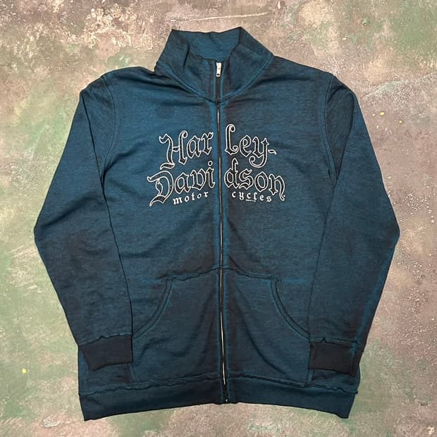 [L] 할리데이비슨 집업 스웻셔츠 맨투맨 백프린트 레터링 빈티지 져지