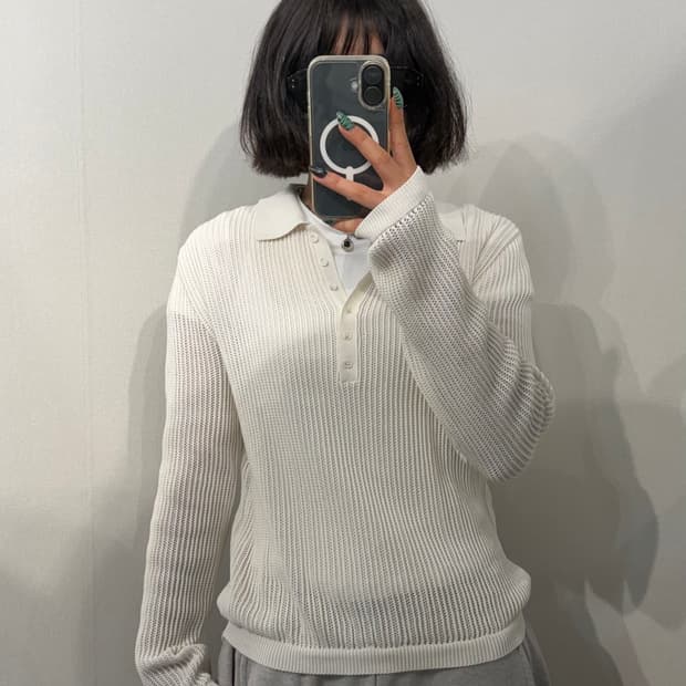 FREE 루에브르 오픈카라 니트웨어 아이보리