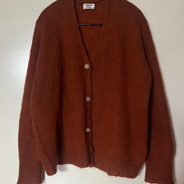 오라리 모헤어 가디건 오렌지브라운