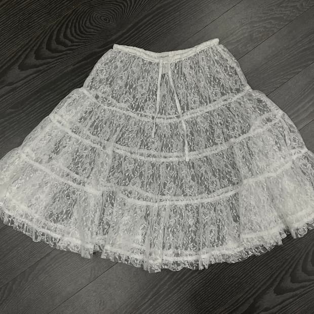 생화이트 시스루 레이스 스커트 달천 갸루 레이어드