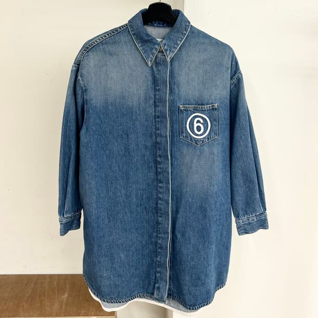 엠엠식스 포켓 자수 오버사이즈 데님 셔츠