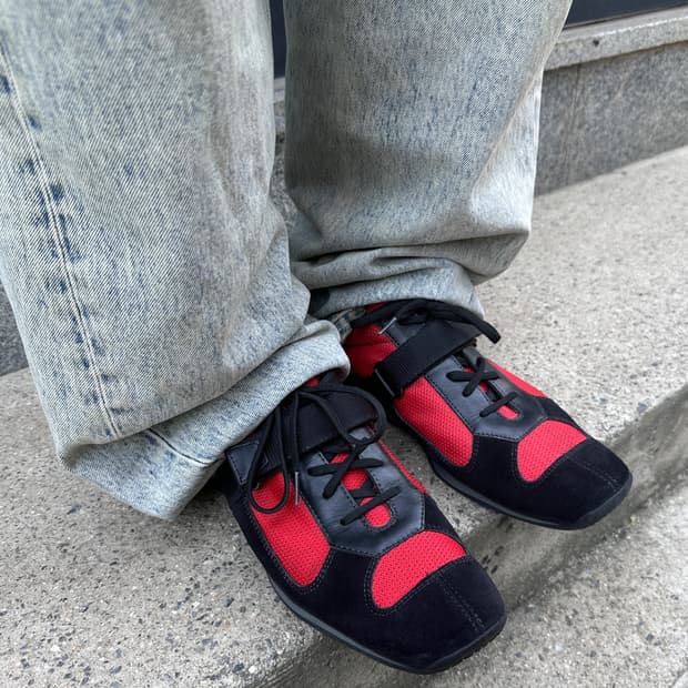 00s 초 레어 프라다 스포츠 벨크로 스퀘어 토 스니커즈