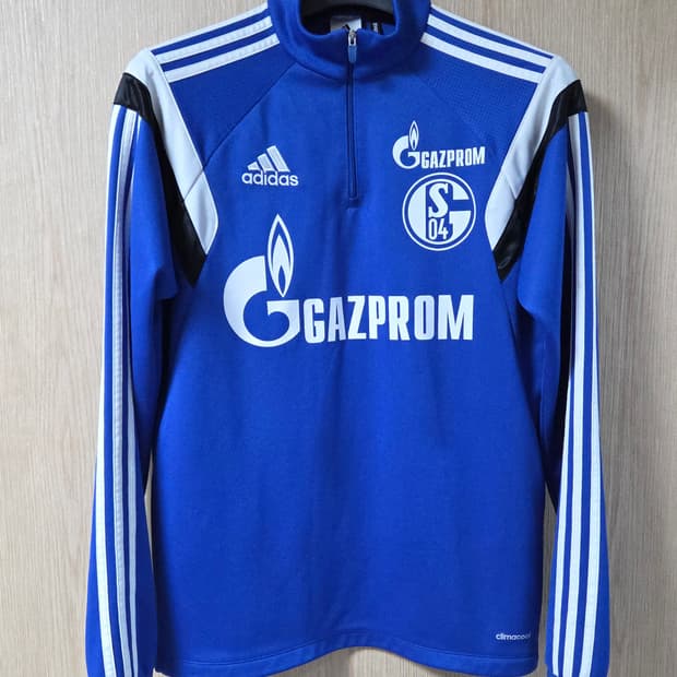 (착샷) 아디다스 샬케04 유니폼 하프 져지 트레이닝 탑 