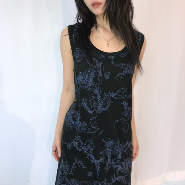 Ikuko 블루 플라워 나시 원피스