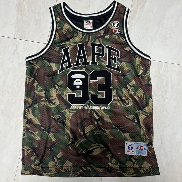AAPE by BAPE X 챔피언 콜라보 메쉬 져지 나시 M