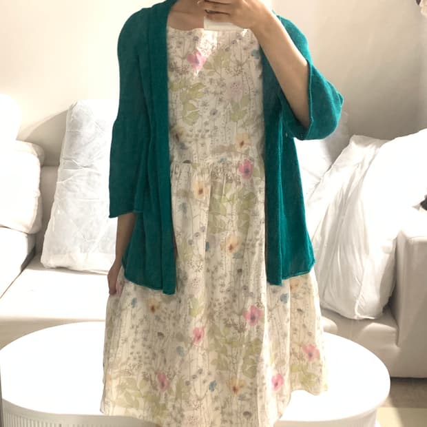 일본빈티지 하구미 청록 가디건