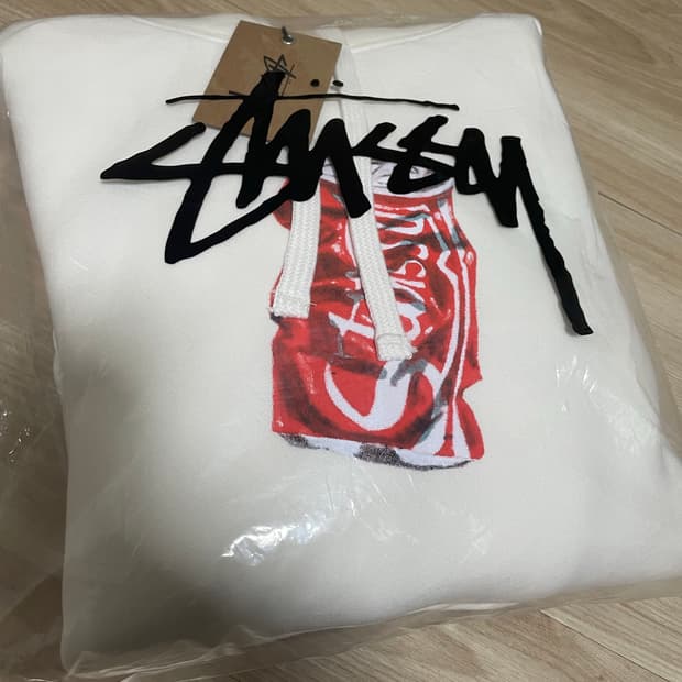 스투시 기모후드 아이보리