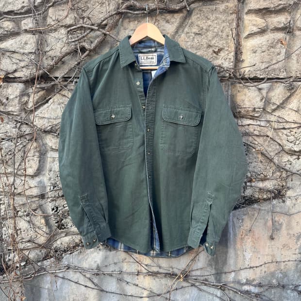 엘엘빈 빈티지 플란넬 체크 셔츠 안감 페이딩 워크 셔츠