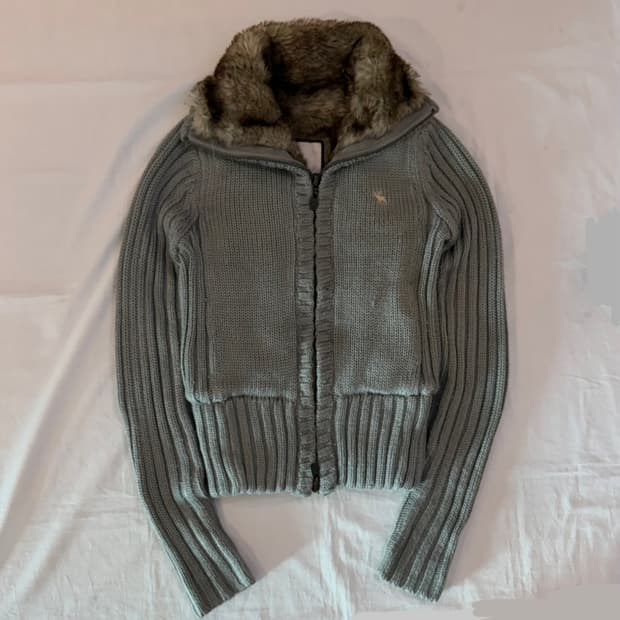 아베크롬비 투웨이 울 캐시미어 울프죠 퍼 니트집업