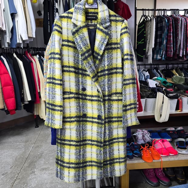 플라스틱아일랜드 옐로우 체크 코트 (1298)